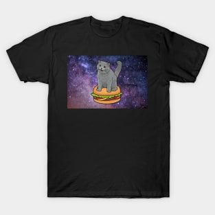 I CAN HAS CHEEZBURGER chubby meme cat in space T-Shirt